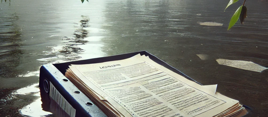 Akte, die in einem Fluss schwimmt